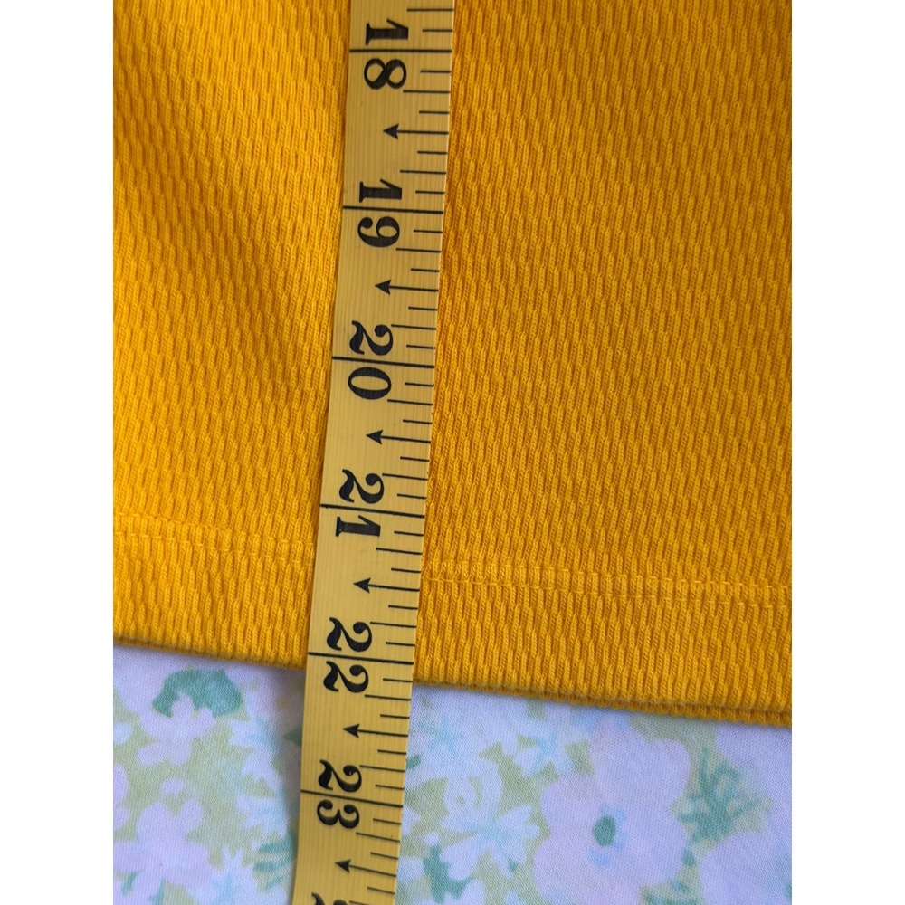 Big Bud Press | Fisherman Polo XL Yellow Long Sleeve Waffle Knit Cotton Unisex - Picture 8 of 8